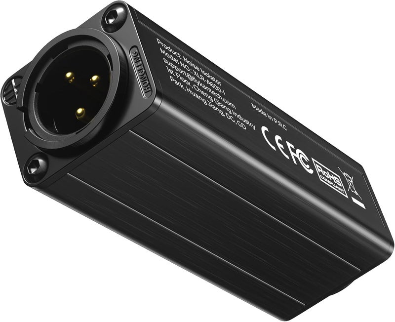 Fly Kan عازل ضوضاء XLR احترافي، مزيل ضوضاء حلقة الأرض، قناة واحدة، سلبي، M/F، معدني - Image 2